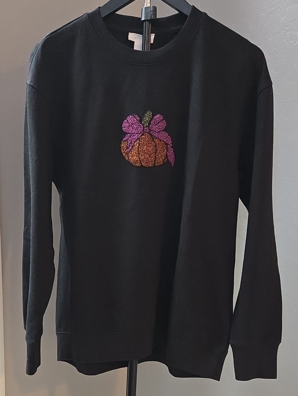Cynthia Rowley NWT Beaded Pumpkin Crewneck w/ FREE Halloween Scrunchie Gift Set